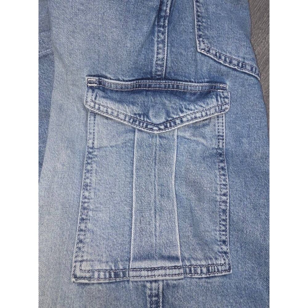 GAP 90's Loose Mid Rise cotton Cargo Jeans Women 24 Wide Leg Blue Denim A003268 - Picture 8 of 13